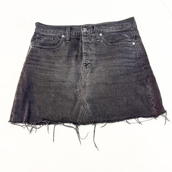 Madewell Dresses & Skirts - Madewell Rigid Denim A-Line Charcoal Raw Hem Skirt Size 29